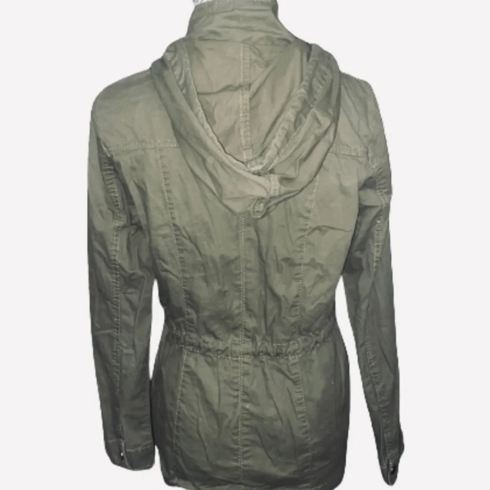 Ashley Brand Small Cargo Olive Green 100% Cotton Full Zip Hooded Utility Jacket - Picture 7 of 11